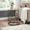 FirsTime & Co. Bronze Bird And Branches End Table, Bedroom Nightstand And Living Room Side Table, Round, Metal And Glass, Cottage, 22 X 16.5 Inches