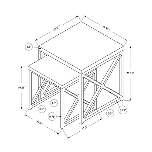 Monarch Specialties , Nesting Table, Chrome Metal, Grey, Table Set, 2 Pcs - Image 3