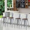 Tongli Counter Height Stool With Backs Counter Stools Metal Bar Stools Set Of 4 Dining Kitchen Chairs High Back 30 Inches Bar Chairs Stools Silver
