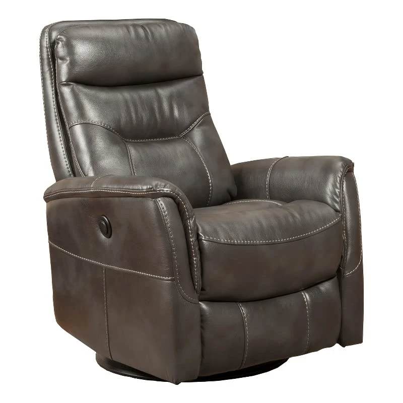 Home Square Swivel Polyester Glider Recliner In Flint Gray - Set Of 2 - Image 2