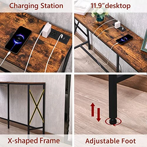 LAKEMID Console Table Narrow Long 63" - Sofa Tables With Charging Station, Behind Couch Table With Metal Frame For Living Room Hallway Foyer (63 Inches) - Image 5