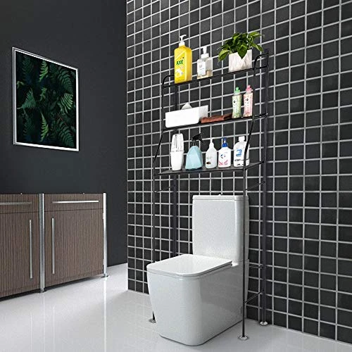 Over The Toilet Rack 3 Shelf Bathroom Space Saver Storage Organizer Corner Stand Bathroom Cabinet Tower Shelf 22.5" W X 9.8" D X 59.5" H (Black) - Image 6