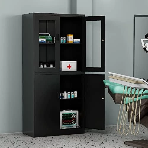 MIIIKO Steel Cabinet Wardrobe, Metal Locker Cabinet With Hanging Rod, Metal Clothing Locker Storage For Home, Office, Garage And Changing Room - Image 7