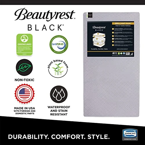 Delta Children Beautyrest Beginnings Black Brilliant Sun 2-Stage Premium Crib And Toddler Mattress With Plant-Based Soy Foam And Gel Memory Foam - GREENGUARD Gold Certified - Trusted - Made In USA - Image 2