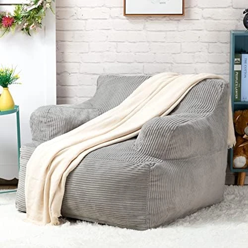 HollyHOME Bean Bag Sofa Chair, 37LB Memory Foam Filled Lounge Arm Puff Chair, Upholstered Single Couch With Washable Cover, Padded Lazy Sofa For Living Room, Bedroom, 32"(D) X34(W) X28(H), Grey - Image 7