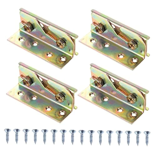 DOITOOL 4 Pcs Bed Hinge Heavy Duty Bed Frame Non- Mortise Bed Bracket Bed Rail Brackets Frame Holder Stand Rust Proof Frame Bracket Furniture Rail Bracket No Mortise Bed Brackets Iron Bed