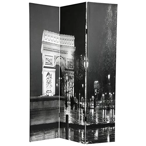 Oriental Furniture 6 Ft. Tall Double Sided Paris Room Divider - Eiffel Tower/Arc De Triomphe - Image 3