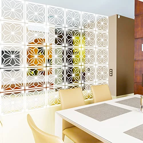 PKEPJ Hanging Room Divider Panels,10 Pieces Wood-Plastic Screen Panels Wall Divider Partition Home Office Decoration (White04) - Image 2