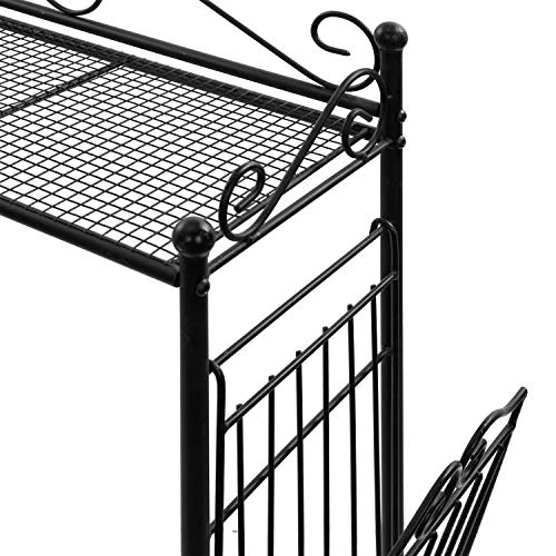 MyGift Black Metal Bathroom Over The Toilet Shelf With Magazine Basket, Space Saver Freestanding Storage Organizer Rack - Image 4