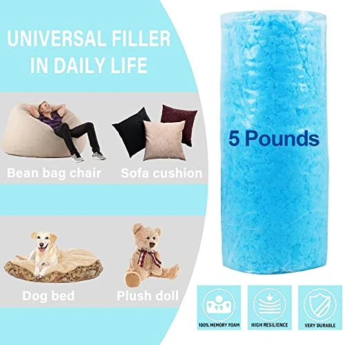 DR.DUDU 5lbs Shredded Memory Foam Filling For Bean Bag Filler, Soft And Convenient Pillow Stuffing Foam For Couch Cushion Dog Bed Chair Arts Crafts, Added Gel Particles - Image 2