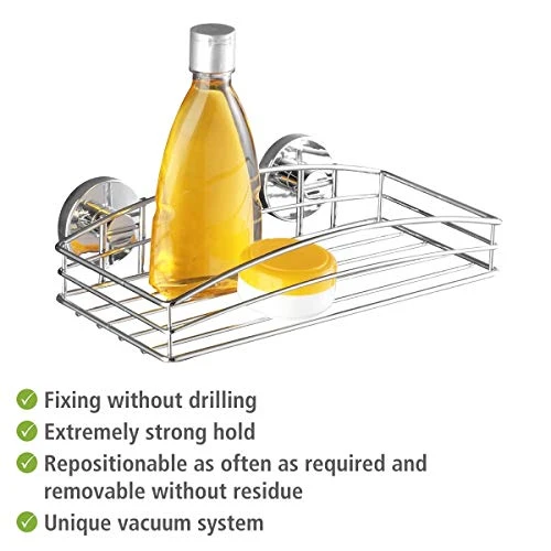 WENKO 20883100 Vacuum-Loc Wall Shelf - Fixing Without Drilling, Steel, 10.2 X 2.6 X 5.5 Inch, Chrome - Image 4