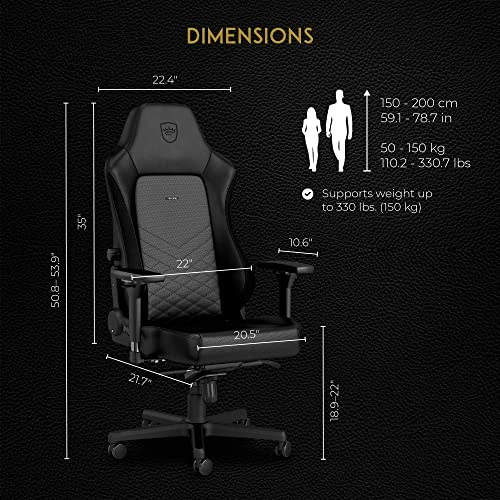Noblechairs Hero Gaming Chair/Office Chair With Lumbar Support, PU Faux Leather, Black - Image 5