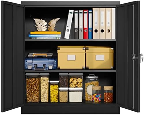 Greenvelly Metal Storage Cabinet 72β Black Garage Steel Locking Cabinet With Doors And 4 Adjustable Shelves, Tall Tool Cabinets Lockable File Cabinet For Home Office, Metal Classroom Cabinet Basement - Image 5