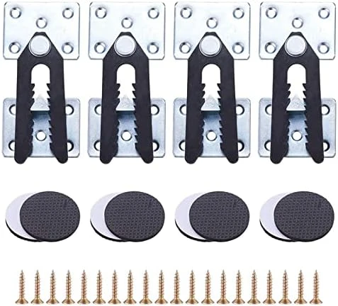 INCREWAY 4 Pieces Sofa Couch Sectional Furniture Connector Joint Snap Alligator Clip With Screws And 8Pcs Furniture Pads - Image 6