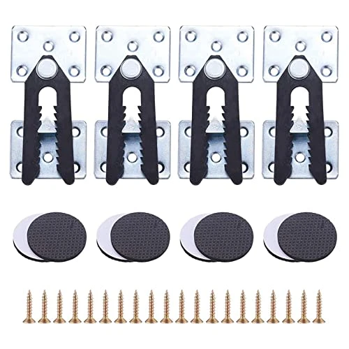 INCREWAY 4 Pieces Sofa Couch Sectional Furniture Connector Joint Snap Alligator Clip With Screws And 8Pcs Furniture Pads
