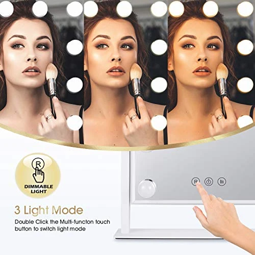 HAMSWAN Large Vanity Mirror With 3 Different Lighting Modes, Hollywood Lighted Mirror Vanity Makeup Mirror With 12 X 3W Dimmable LED Bulbs, White - Image 3