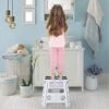 Acko Folding Step Stool - 13" Height Premium Heavy Duty Step Stools For Adults And Kids, Upgrade Step Stool Kitchen Garden Bathroom Stepping Stool (White)
