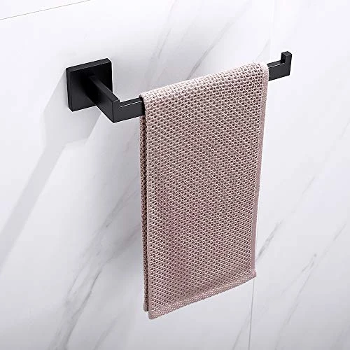 TASTOS Premium Stainless Steel Hand Towel Holder, Square Hand Towel Ring Heavy Duty Wall Mounted Modern Hand Towel Bar For Bathroom Kitchen, Matte Black - Image 2