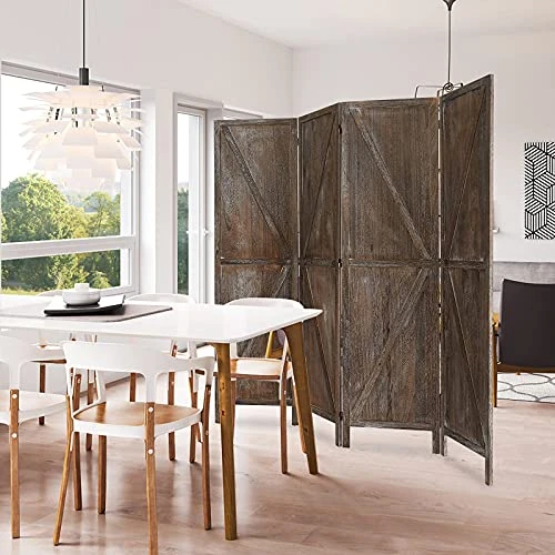 Room Divider Screen Outdoor Privacy Screens - Folding Partition Room Dividers 6ft Tall Portable Freestanding Privacy Screen W-Shaped Design For Home Office, 4 Panels - Image 2