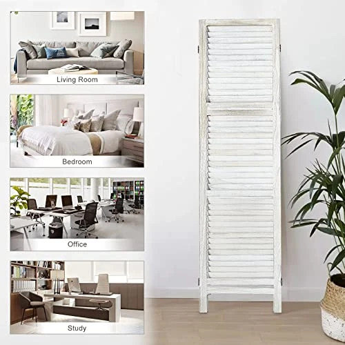 AMBITION LAND Room Divider, Privacy Screen, Room Dividers And Folding Privacy Screens Room Divider Wall Panels Room Divider With Shelves, 5 Panel White - Image 5