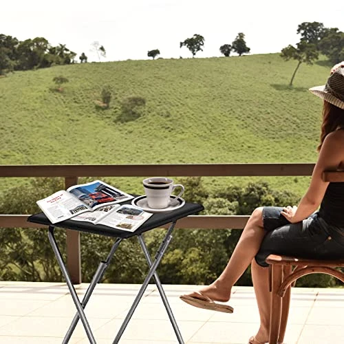 Garden 4 You Folding TV Tray Table,TV Dinner Table With Sturdy MDF Top,Eating Trays For Living Room With No Assembly Required, 15 X 18.9 X 26 In(Black) - Image 3