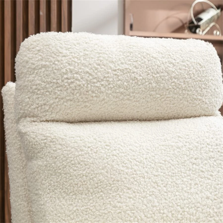 Swivel Rocker Recliner Chair With Metal Base And Side Pocket, Upholstered Nursery Glider Chair, Comfortable Rocking Chair For Nursery, Home And Office, Modern High Back Arm Chair, White Teddy - Image 4