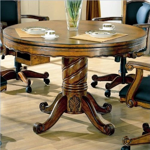 Turk 3-in-1 Round Pedestal Game Table Tobacco - Image 3