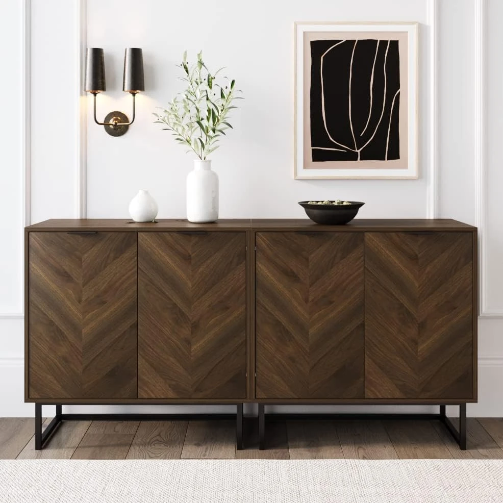 Nathan James Modern Storage, Buffet, Sideboard, Free Standing Accent Cabinet For Hallway, Entryway Or Living Room, 1, Walnut Brown/Black - Image 7
