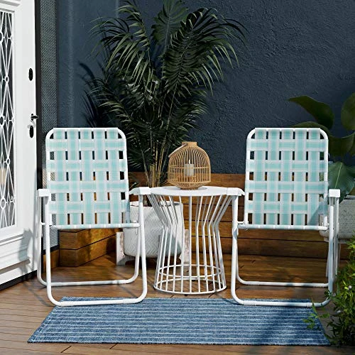 Novogratz Poolside Gossip Collection, Priscilla Folding Chairs, 2-Pack, Aqua Haze