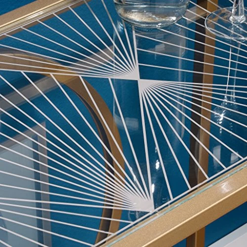 Sauder International Lux Bar Cart, Satin Gold Finish - Image 4