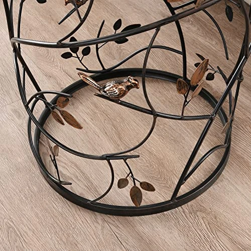 FirsTime & Co. Bronze Bird And Branches End Table, Bedroom Nightstand And Living Room Side Table, Round, Metal And Glass, Cottage, 22 X 16.5 Inches - Image 4