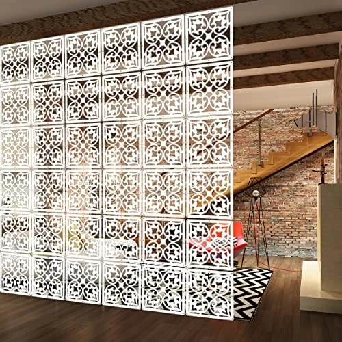 PKEPJ Hanging Room Divider Panels,10 Pieces Wood-Plastic Screen Panels Wall Divider Partition Home Office Decoration (White04) - Image 7