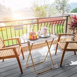 HUANUO Folding TV Tray Table -Stable Tray Table With No Assembly Required, TV Dinner Tray For Eating, Foldable Snack Tables For Bed & Sofa (Marbling)