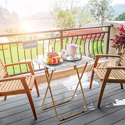 HUANUO Folding TV Tray Table -Stable Tray Table With No Assembly Required, TV Dinner Tray For Eating, Foldable Snack Tables For Bed & Sofa (Marbling)