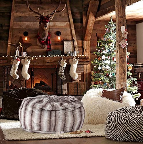 Dporticus Bean Bag Chair, Memory Foam Filling Sofa With Furry Fur Plush Cover, For Adults And Kids 3 Ft, Crepe Print - Image 2