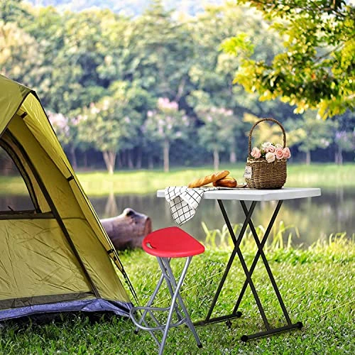 YQ WHJB Folding Bar Stool Portable Simple Bar Chair High Chair Chair Stool Blue Red Dining Chair Armchair Thick Adult Chair Household For Indoor And Outdoor Chair (Red) - Image 4