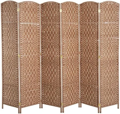 HOMCOM 6' Tall Wicker Weave 4 Panel Room Divider Privacy Screen - Natural - Image 11