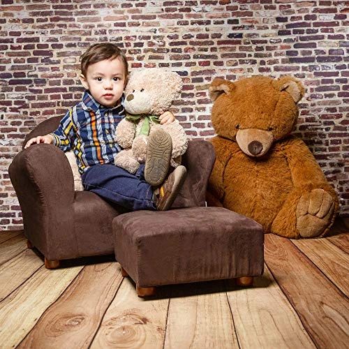 KEET Roundy Child Size Chair With Microsuede Ottoman, Brown, Ages 2-5 Years - Image 2