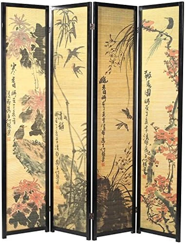 MyGift 4-Panel Asian-Inspired Bamboo-Screen Cherry Blossom Scene Room Divider - Image 5