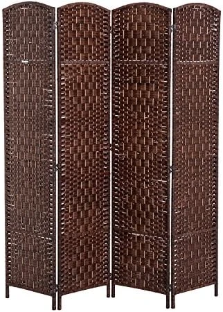 HOMCOM 6' Tall Wicker Weave 4 Panel Room Divider Privacy Screen - Natural - Image 14