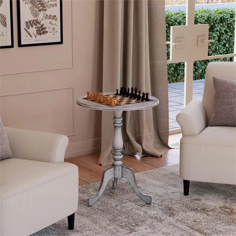 Butler Specialty Company Colbert 22" Round Pedestal Game Table In Powder Gray