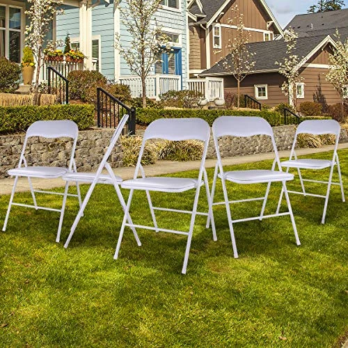 LAZYMOON 5-Pack Plastic Folding Chairs Wedding Banquet Seat Premium Party Event Chair White - Image 2