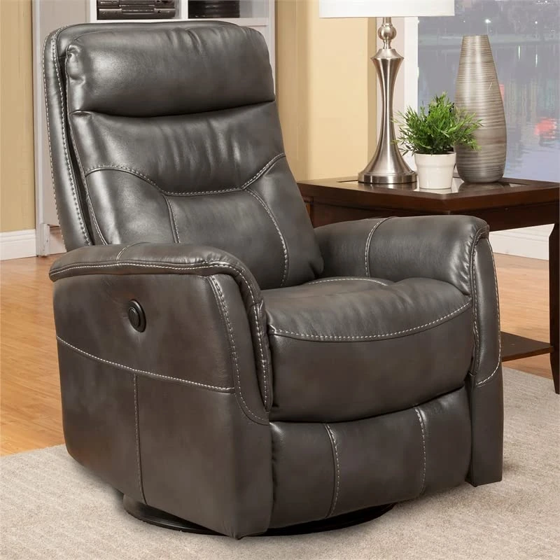 Home Square Swivel Polyester Glider Recliner In Flint Gray - Set Of 2 - Image 3