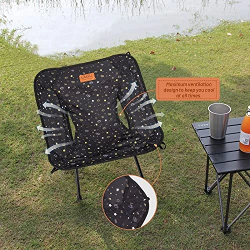 G2 GO2GETHER Star-Moon Printing Lightweight Camping Folding Chair For Youth, 600D Oxford Fabric, Durable Aluminum Alloy Frame, Easy To Storage And Carry, Suit For Camping, Hiking, Go To Beach (Black)