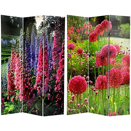 Oriental Furniture 6 Ft. Tall Floral Double Sided Room Divider