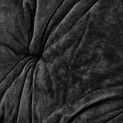 MDesign Urban Papasan Folding Moon Chair - Large Saucer UFO Chair With Collapsible Metal Frame - Fuzzy Foldable Dish Seat For Home Office, Living Room, Dorm Room, And Bedroom - Black - Image 2