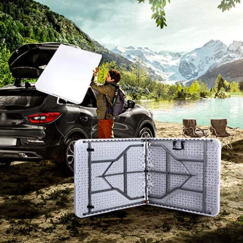 Uenjoy 6' Portable Folding Table Plastic Indoor Outdoor Picnic Party Camp Dining White - Image 2