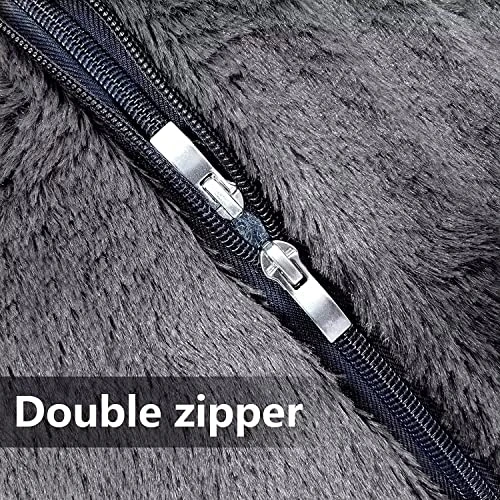 ASxmhGo Bean Bag Chairs, 7ft Giant Bean Bag Cover, Soft Fluffy Fur Bean Bag Chairs For Adults (Cover ONLY, NO Filler) Big Bean Bag Bed Oversized Lazy Bean Bag Couch(Dark Grey) 7FT (180cmx80cm) - Image 2