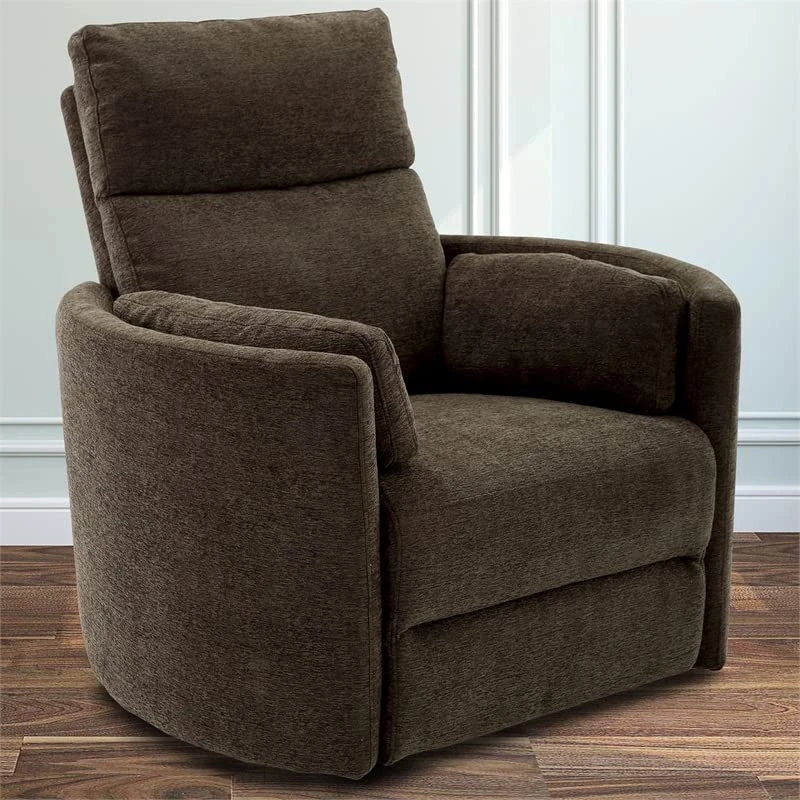 Home Square Polyester Swivel Glider Recliner In Brown - Set Of 2 - Image 2