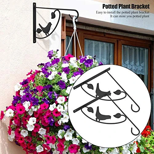 Yosoo 2pcs/ Set Metal Study Wall-Mounted Potted Plant Bracket For Household Garden - Image 3